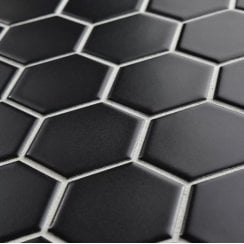 Hexagon Matt Black 32.5cm x 28.1cm (5.1 cm x 5.9cm) Mosaic Tile