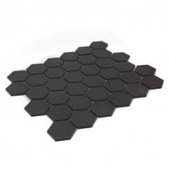 Hexagon Matt Black 32.5cm x 28.1cm (5.1cm x 5.9cm) Mosaic Tile
