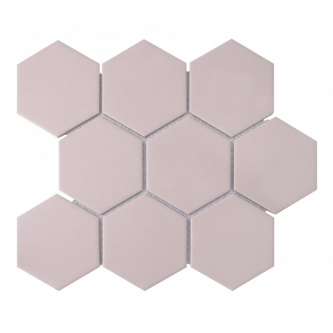 Hexagon Matt Pink Mosaic (9.5cm x 9.5cm) 29.5cm x 25.6cm Wall & Floor Tile