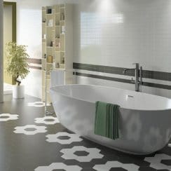Hexagon Matt White 17.5cm x 20cm Wall and Floor Tile