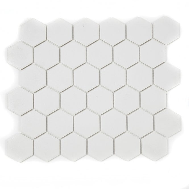 Hexagon Matt White 32.5cm x 28.1cm (5.1cm x 5.9cm) Mosaic Tile