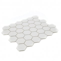 Hexagon Matt White 32.5cm x 28.1cm (5.1cm x 5.9cm) Mosaic Tile