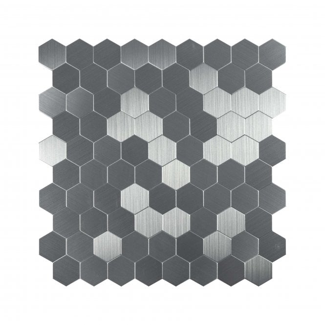 Hexagon Steel 30cm x 30cm Peel & Stick Mosaic Tile