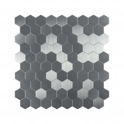 Hexagon Steel 30cm x 30cm Peel & Stick Mosaic Tile