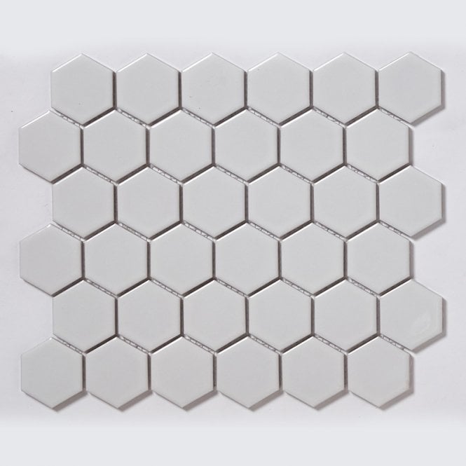 Hexagon White Gloss 32.5cm x 28.1cm (5.1 cm x 5.9cm) Mosaic Tile