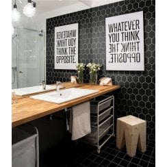 Hexagon XL Matt Black 29.55cm x 25.6cm (9.5cm x 11cm) Mosaic Tile