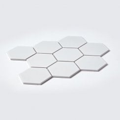 Hexagon XL Matt White 29.55cm x 25.6cm (9.5cm x 11cm) Mosaic Tile