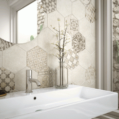 Hexatile Cement Geo Sand 17.5cm x 20cm Wall and Floor Tile