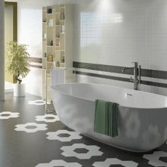 Hexatile Matt Black 17.5cm x 20cm Wall and Floor Tile