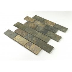 Indian Slate Multicolour (4.8cm x 9.8cm) 30.2cm x 30.2cm Wall & Floor Mosaic Sheet
