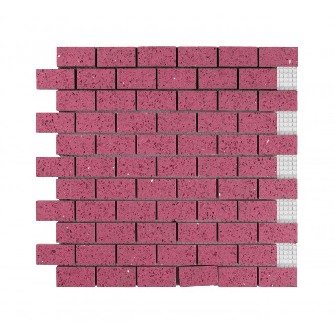 Jordan Pink Brick  Quartz 30cm x 30cm (4.8m x 2.3cm) Mosaic Tile