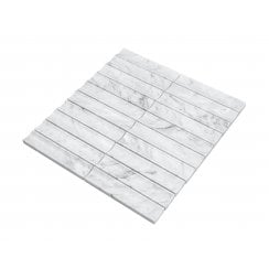 Kit Kat Concave Carrara White 30.5cm x 31.8cm (3cm x 15.2cm) Mosaic Wall Tile