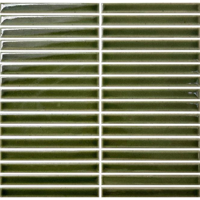 Kit Kat Kiwi Green Gloss 29.7cm x 29.7cm (1.5cm x 14.5cm) Mosaic Tile