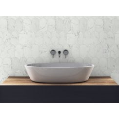 Lantern Carrara White Marble (5cm x 10.2cm) 25.4cm x 30.4cm Mosaic Tile