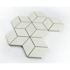 Lava White 3D Rhomboid 25.5cm x 29.5cm Mosaic Tile