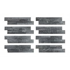 Ledgestone Black Quartzite 10cm x 36cm Wall Tile