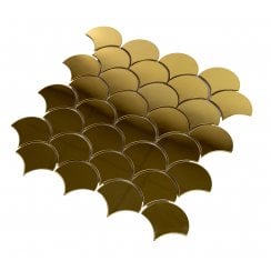 Lux Gold Fan Gloss (7.1cm x 6.1cm) 29cm x 29.6cm Mosaic Tile