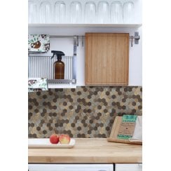 Malla Wood Hexagon 30cm x 30cm Peel & Stick Mosaic Tile