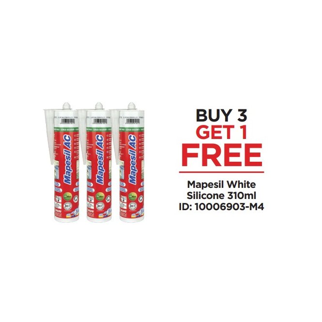 Mapesil AC Silicone Sealant 100 White 310ml BUY 3 GET 1 FREE