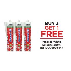 Mapesil AC Silicone Sealant 100 White 310ml BUY 3 GET 1 FREE
