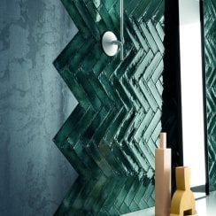 Metal Brick Green Lux 6cm x 24cm Wall Tile