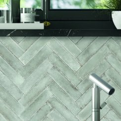 Metal Brick Grey Lux 6cm x 24cm Wall Tile
