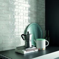 Metal Brick White Lux 6cm x 24cm Wall Tile