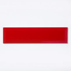 Metro Bevelled Gloss Red 7.5cm x 30cm Wall Tile