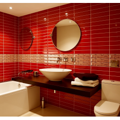 Metro Bevelled Gloss Red 7.5cm x 30cm Wall Tile