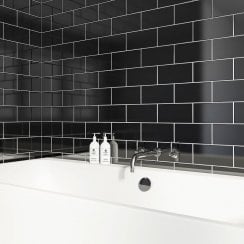 Metro Brick Flat Black 10cm x 20cm Wall Tile