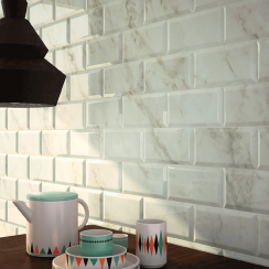 Metro Brick Gloss Calacatta Beige 10cm x 30cm Wall Tile