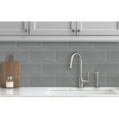 Metro Brick Gloss Dark Grey 10cm x 20cm Bevelled Wall Tile