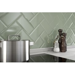 Metro Brick Gloss Wild Sage 10cm x 20cm Wall Tile