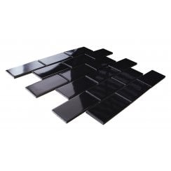 Metro Flat Gloss Black 29.55cm x 29.1cm (4.5cm x 9.5cm) Mosaic Tile