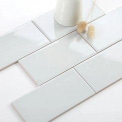 Metro Flat Gloss White 10cm x 20cm Wall Tile