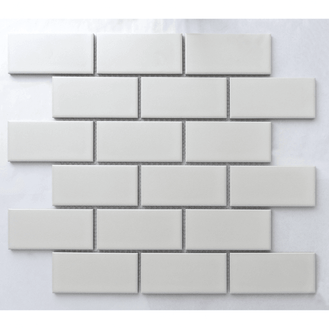 Metro Flat Gloss White 29.55cm x 29.1cm (4.5cm x 9.5cm) Mosaic Tile