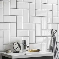 Metro Whitechapel White Gloss 10cm x 20cm Wall Tile