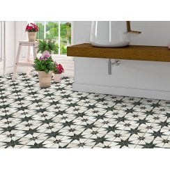 Metropolistyle Star Black Pattern 45cm x 45cm Wall & Floor Tile