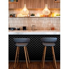 Midnight Black Gloss 27.3cm x 25.9cm Fan Mosaic Tile
