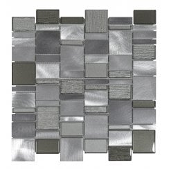 Milan Grey 30cm x 30cm Glass Mosaic Tile