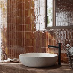 Minibru Crackle Caramel 33.7cm x 32.2cm Mosaic Tile 