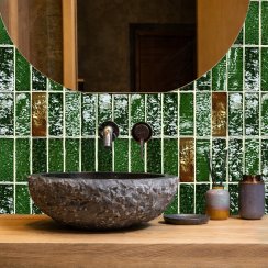 Minibru Crackle Gold Chip 3.8cm x 11cm Mosaic Tile 