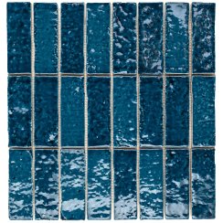 Minibru Crackle Sapphire 33.7cm x 32.2cm Mosaic Tile 