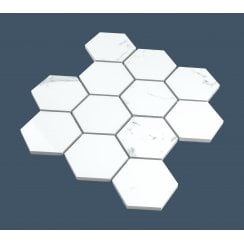 Mont Blanc Statuario Hexagon Mosaic (7.3cm x 7.3cm) 26cm x 27.8cm Wall & Floor Tile