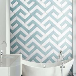 Naples Hexagon Aquamarine 22.8cm x 19.8cm Wall & Floor Tile