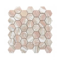 Norwegian Rose Honed Marble 29.8cm x 30.5cm Hexagon Mosaic Tile