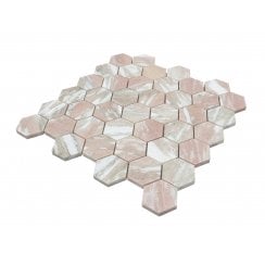 Norwegian Rose Honed Marble 29.8cm x 30.5cm Hexagon Mosaic Tile