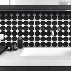 Octagon Black White Matt & Gloss (5.5cm x 5.5cm) 29.5cm x 29.5cm Mosaic Tile