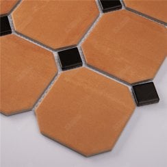 Octagon Terracotta Black Dot 30.1cm x 30.1cm Mosaic Tile
