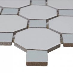 Octagon White Grey Matt & Gloss (5.5cm x 5.5cm) 29.5cm x 29.5cm Mosaic Tile